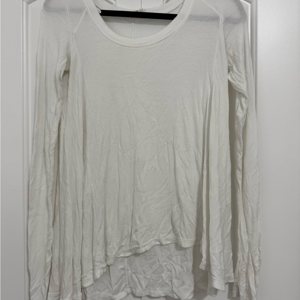 Free People White Long Sleeve Top